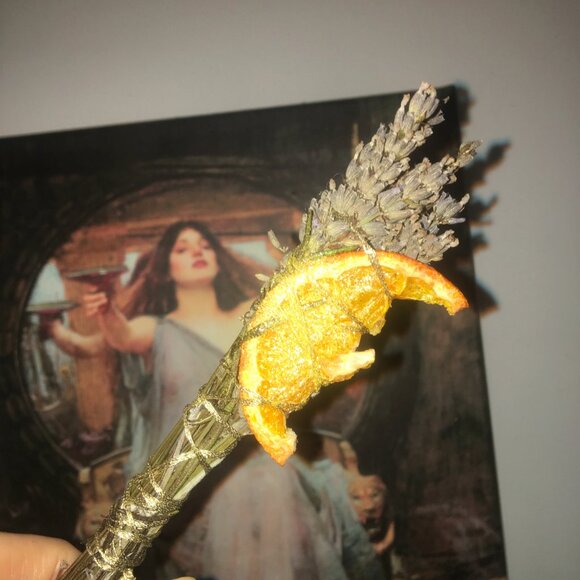 Orange and Lavender Sun botanical wand- dried herbs and flowers smudge - Picture 2 of 5